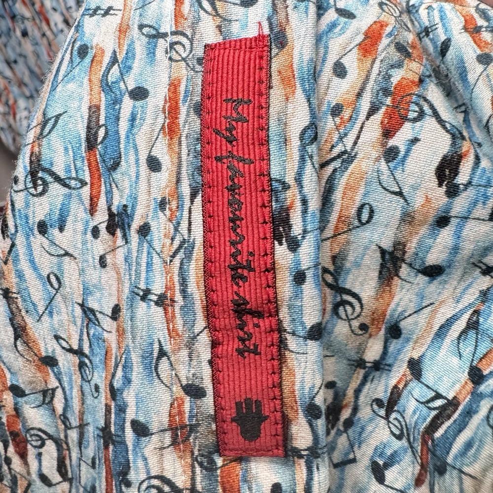 Visconti Black Men's SZ LT  Water Color Musical‎ Notes LS Button Up Shirt - Picture 9 of 13